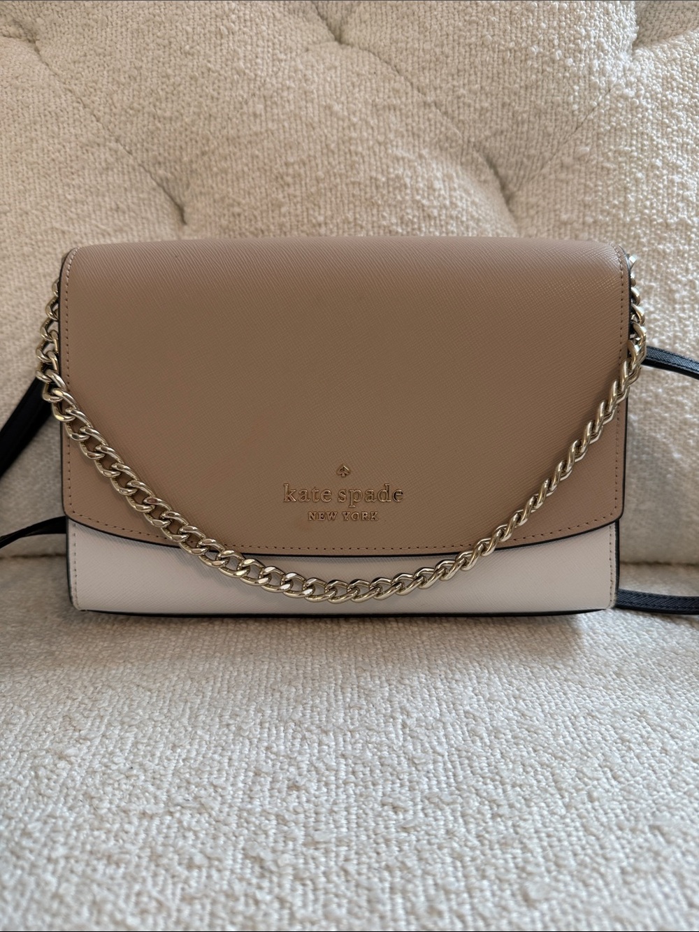 kate spade Two-Tone Beige and Cream Crossbody with Gold Chain